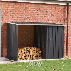 Outdoor Metal Log Store Shed Lockable Tool Storage Shed Garden Fire Wood Shelter