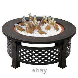 Outdoor Patio Round Table BBQ Brazier Wood Burning Fire Pit Garden Heater&Grill