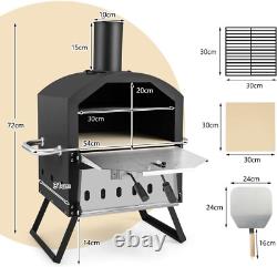 Outdoor Pizza Oven, 2 Tier Wood-Fired Pizza Maker with Waterproof Cover, Cooking