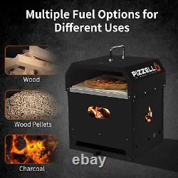 Outdoor Pizza Oven 4 in 1 Wood Fired 2-Layer Detachable outside Ovens with Pizza