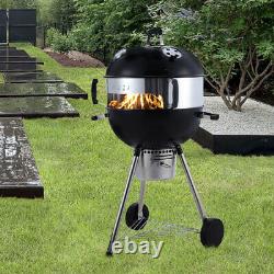 Outdoor Pizza Oven BBQ Grill with Wheels Shlef Fired Wood Baking Stove Portable