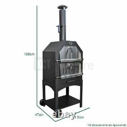 Outdoor Pizza Oven Steel Bbq Smoker Charcoal Wood Fired Barbecue Portable Cooker