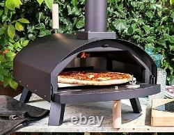 Outdoor Pizza Oven Steel, Portable Wood Fired, Charcoal with Thermometer