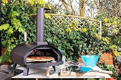 Outdoor Pizza Oven Steel, Portable Wood Fired, Charcoal with Thermometer