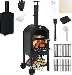 Outdoor Pizza Oven, Wood Fired Pizza Maker with Chimney, Pizza Peel and Stone, G