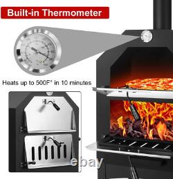 Outdoor Pizza Oven, Wood Fired Pizza Oven for Outside, Patio Pizza Maker with Pi