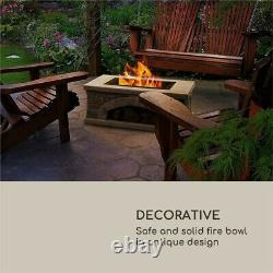 Outdoor Premium Fireplace Fire Pit Stone Charcoal & Wood Burning Log Storage New