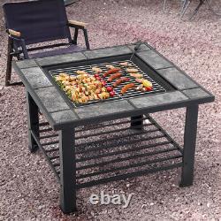 Outdoor Square Fire Pit Garden Patio Heater BBQ Brazier Firepit Charcoal Burner