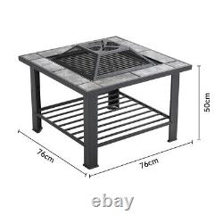 Outdoor Square Fire Pit Garden Patio Heater BBQ Brazier Firepit Charcoal Burner