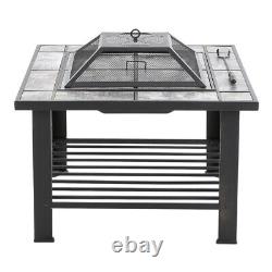 Outdoor Square Fire Pit Garden Patio Heater BBQ Brazier Firepit Charcoal Burner