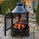 Outdoor Steel Cooking Fire Pit With Swing Out Iron Barbecue/grill + Fire Poker