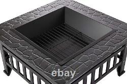 Outdoor Stone Square Fire Pits BBQ, Backyard Amazon Firepit Table, 32- Inch