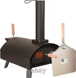Outdoor Wood Fired Pizza Oven, Stainless Steel with Stone, Thermometer & Cover