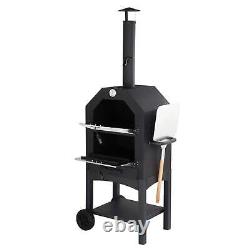 Outdoor Wood Fired Pizza Oven with Pizza Stone, Pizza Peel, Grill Rack, for Back