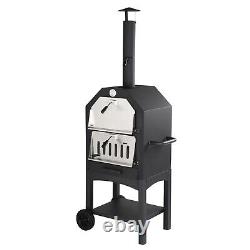 Outdoor Wood Fired Pizza Oven with Pizza Stone and Grill Rack for Camping and