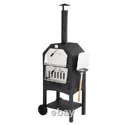 Outdoor Wood Fired Pizza Oven with Pizza Stone and Grill Rack for Camping and