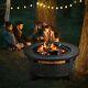 Outdoor Fire Pit, Big Round Fire Bowl, Garden Patio Heater Bbq Grill, Mesh Cover