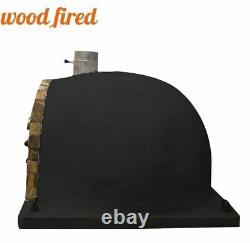Outdoor wood fired Pizza oven 100cm black Pro deluxe rockface cast door packag