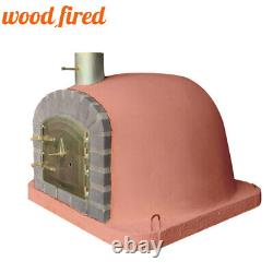 Outdoor wood fired Pizza oven 100cm brick red deluxe extra grey brick/gold door