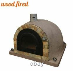 Outdoor wood fired Pizza oven 100cm brown Pro deluxe rock face cast door