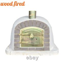 Outdoor wood fired Pizza oven 100cm extra model grey brick/gold door