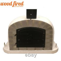 Outdoor wood fired Pizza oven 100cm grey Deluxe extra grey-brick/black-door