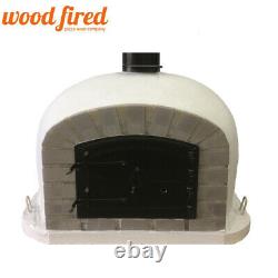 Outdoor wood fired Pizza oven 100cm grey Deluxe grey-brick/black-door