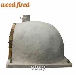 Outdoor wood fired Pizza oven 100cm grey Pro deluxe rock face cast iron door