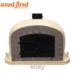 Outdoor wood fired Pizza oven 100cm sand Deluxe grey-brick/black-door