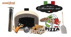 Outdoor wood fired Pizza oven 100cm sand Deluxe grey-brick/black-door (package)