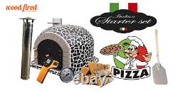 Outdoor wood fired Pizza oven 100cm superior black mosaic grey brick (package)