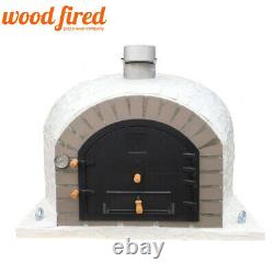 Outdoor wood fired Pizza oven 100cm superior model white mosaic with grey brick