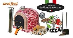 Outdoor wood fired Pizza oven 100cm x 100cm superior model in red mosaic package