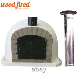 Outdoor wood fired Pizza oven 110cm Deluxe extra grey-brick + 100cm chim & cap