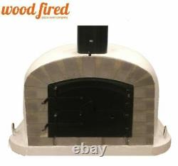 Outdoor wood fired Pizza oven 80cm grey Deluxe extra grey-brick/black-door
