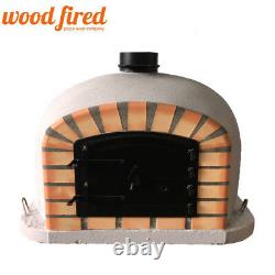 Outdoor wood fired Pizza oven 90cm Light Grey Deluxe model black Door