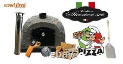 Outdoor wood fired Pizza oven prestige stone 100cm grey arch /black door/package