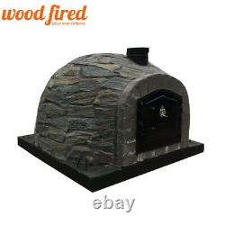 Outdoor wood fired Pizza oven prestige stone 100cm grey arch /black door/package