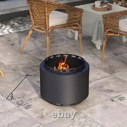 Outsunny 48.5cm Smokeless Wood Burning Firepit Metal Fire Pit, Black