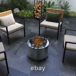 Outsunny 48.5cm Smokeless Wood Burning Firepit Stainless Steel Fire Pit, Silver