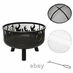 Outsunny 61.5cm 2-In-1 Outdoor Fire Pit & Firewood BBQ Garden Cooker Heater