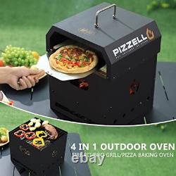 PIZZELLO 4-in-1 Outdoor Pizza Oven Wood Fired Outside Oven 2-Layer Detachable Pi