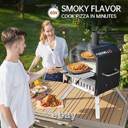 PIZZELLO Outdoor Pizza Oven 16'' Large Wood Fired 2-Layer Pizza Ovens with Pizza