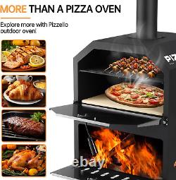 PIZZELLO Outdoor Pizza Oven 16'' Large Wood Fired 2-Layer Pizza Ovens with Pizza