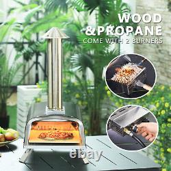 PIZZELLO Propane & Wood Fired Outdoor Pizza Oven with Stone, Pizza Peel, Cover