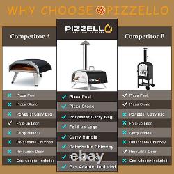 PIZZELLO Propane & Wood Fired Outdoor Pizza Oven with Stone, Pizza Peel, Cover
