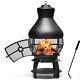 Patio Fire Pit Chimenea Fireplace Wood/coal Burning Heater With 2-piece Log Grate