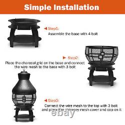 Patio Fire Pit Chimenea Fireplace Wood/Coal Burning Heater With 2-piece Log Grate