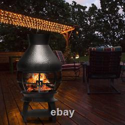 Patio Fire Pit Chimenea Fireplace Wood/Coal Burning Heater With 2-piece Log Grate