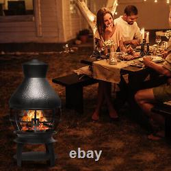 Patio Fire Pit Chimenea Fireplace Wood/Coal Burning Heater With 2-piece Log Grate